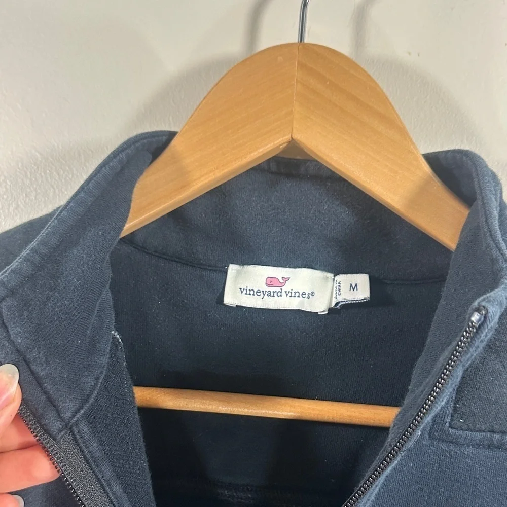 Vineyard Vines Navy Blue Quilted Men's Quarter Zip Long Sleeve Sweatshirt Medium
